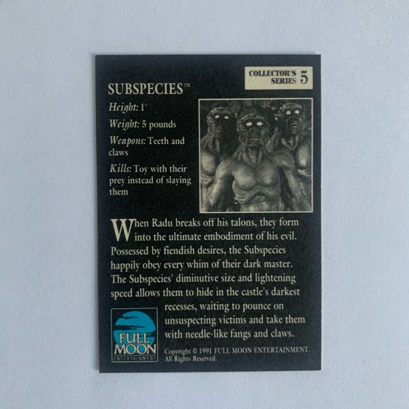 1991 Full Moon Card Collector’s Series Subspecies - Picture 12 of 12